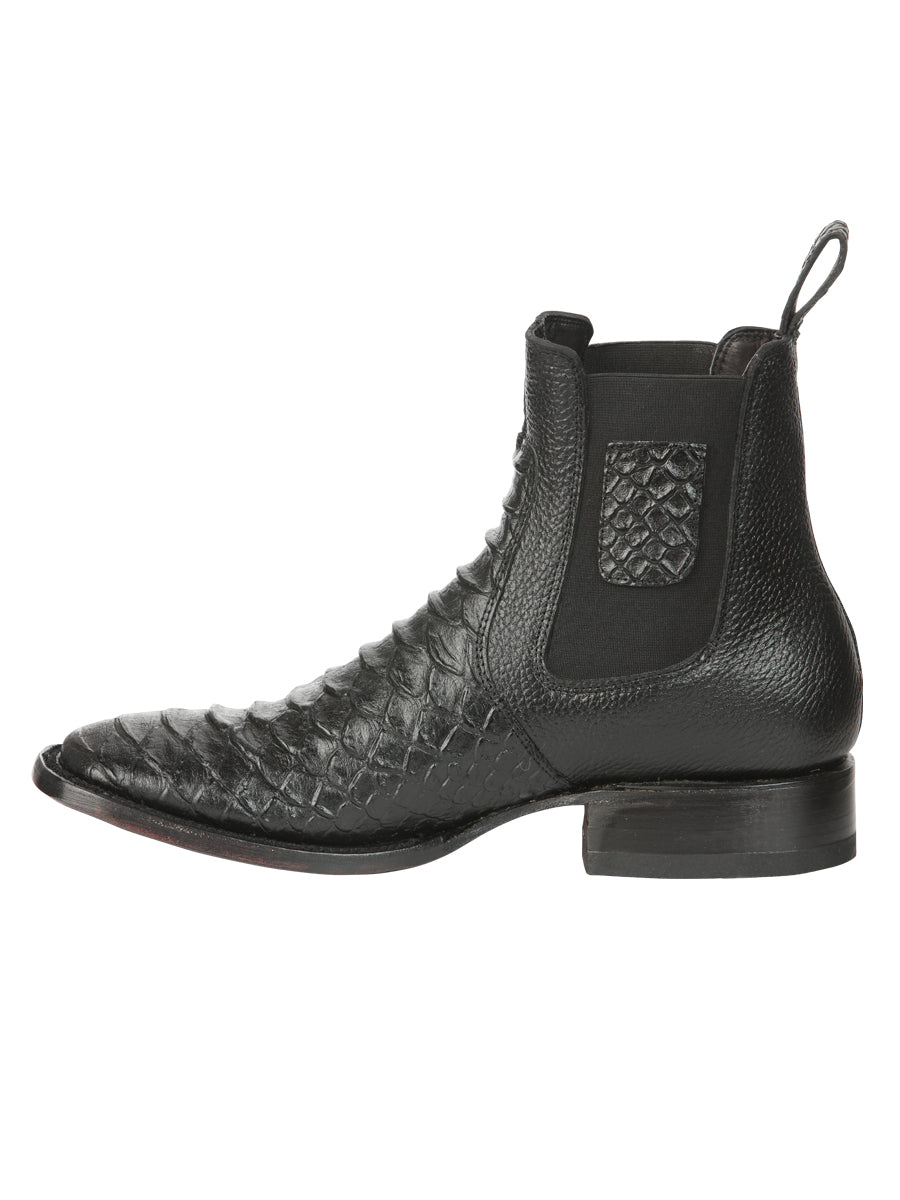 Bota Vaquera Caballero El General Piel Exótica Pitón Negro - Modelo 45093