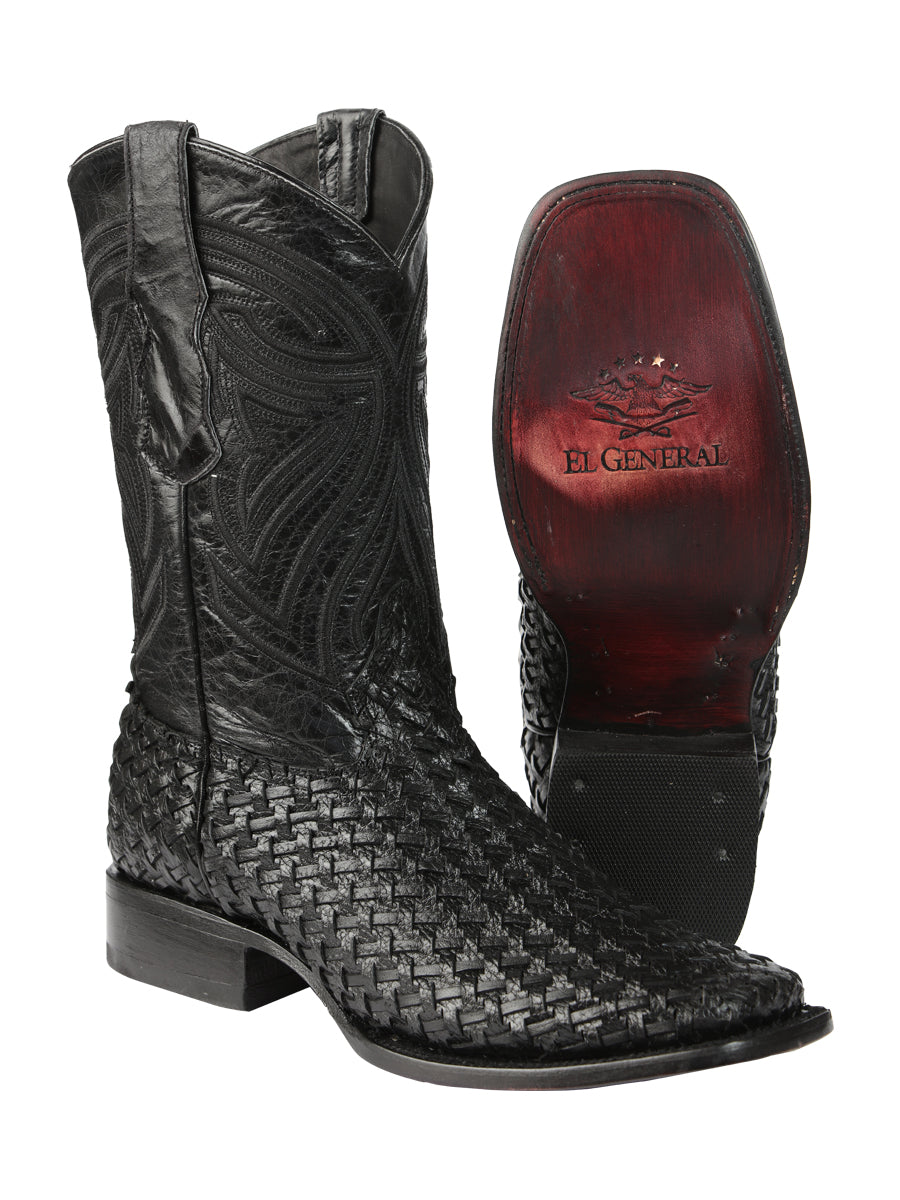 Bota Vaquera Caballero El General Piel Vacuna Negro - Modelo 45096