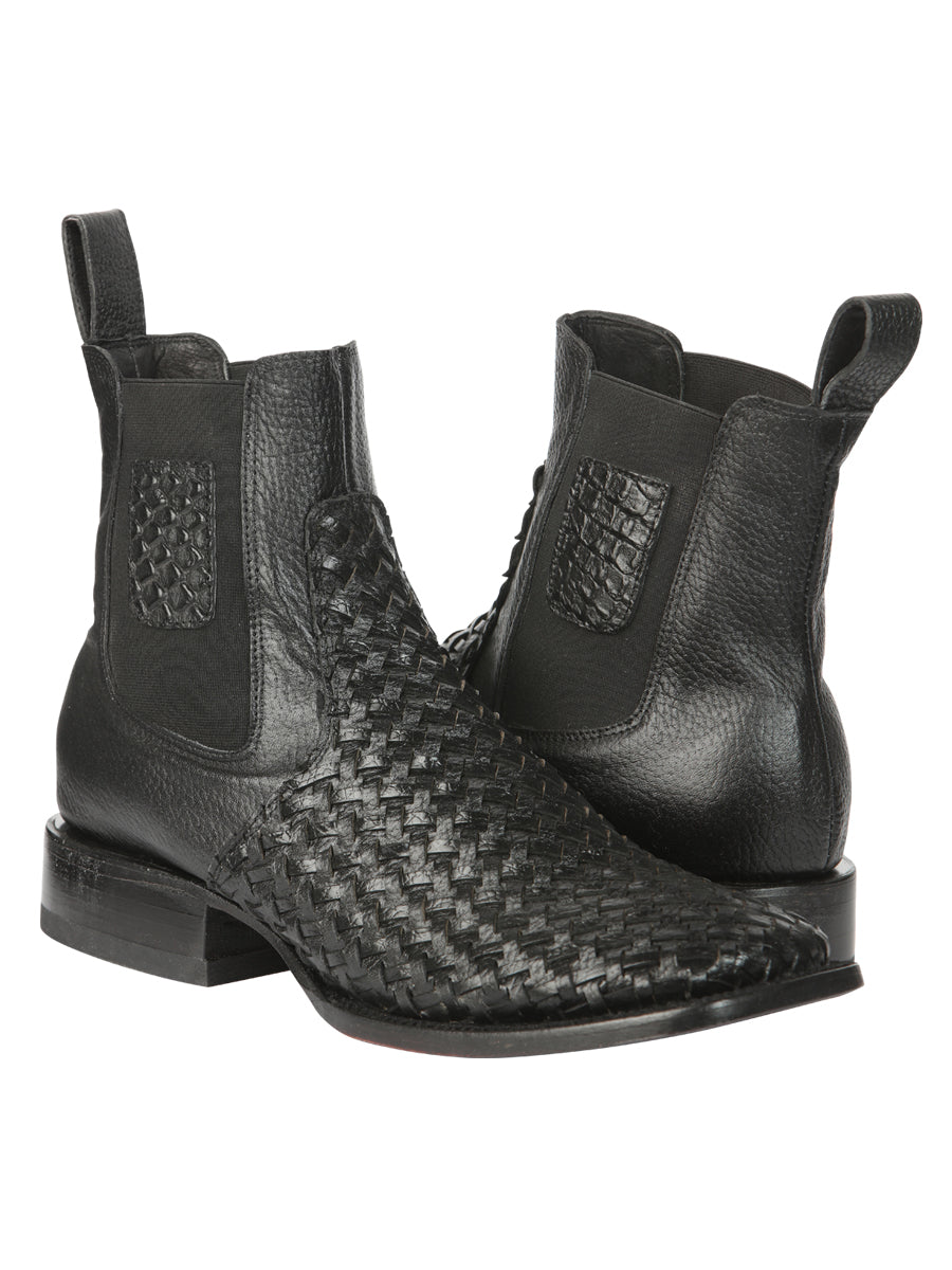 el General Caballero Rodeo Negro Petatillo Woven Tobillo Botas 45181
