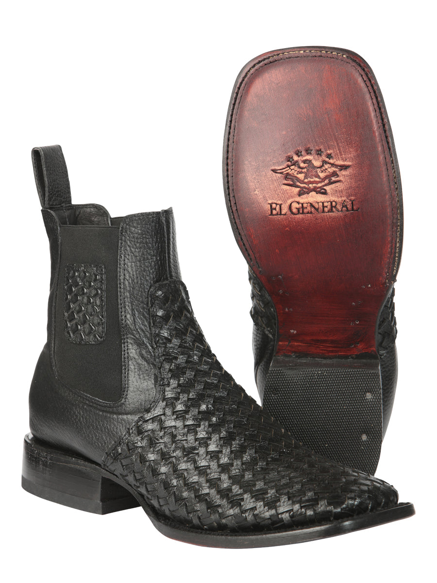 el General Caballero Rodeo Negro Petatillo Woven Tobillo Botas 45181