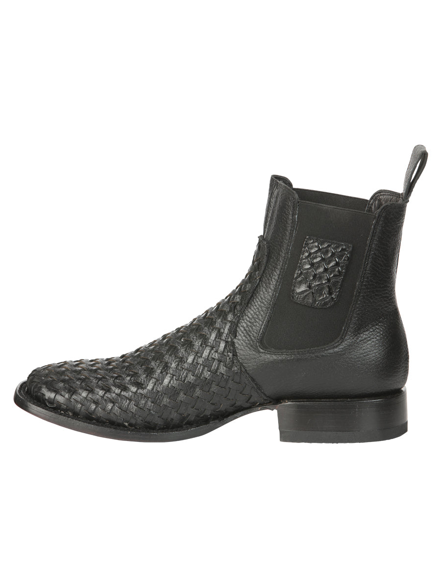 el General Caballero Rodeo Negro Petatillo Woven Tobillo Botas 45181