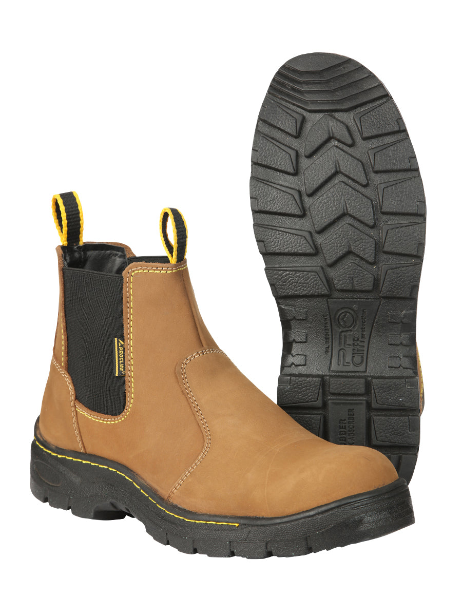 Procliff Caballero Trabajo Zapatos Without Laces y Punta Gorra - Nobuk Maple 45284