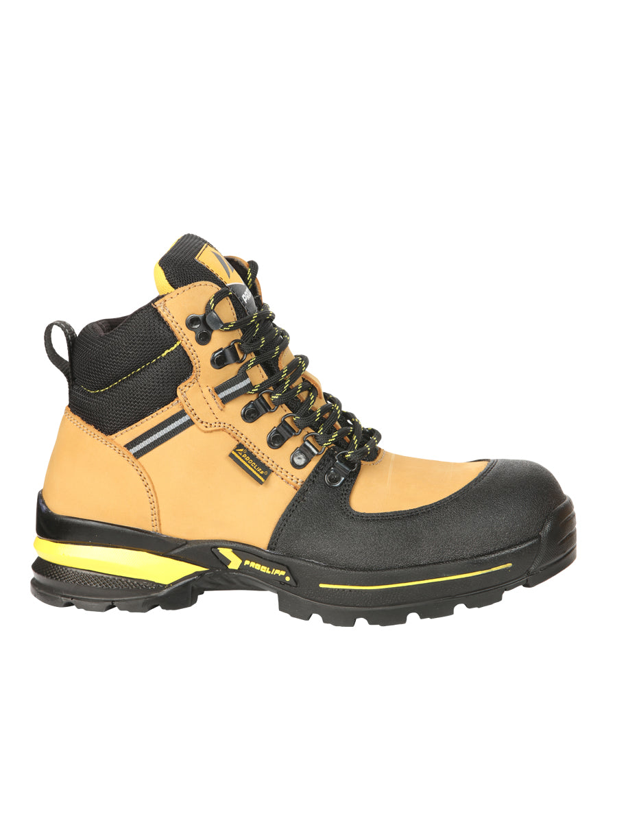 Procliff Caballero Trabajo Zapatos con Laces y Punta Gorra - Nobuk Miel 45285