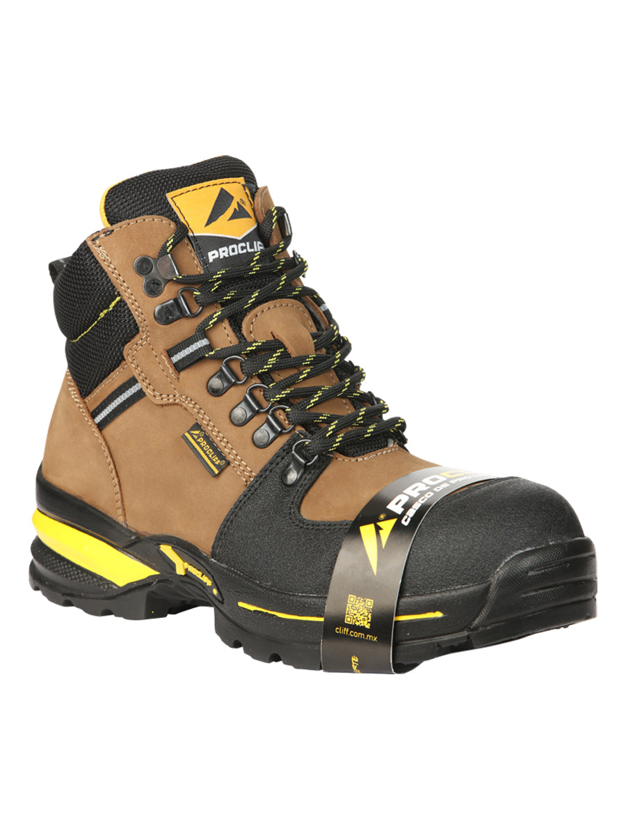 Procliff Caballero Trabajo Zapatos con Laces y Punta Gorra - Nobuk Maple 45286