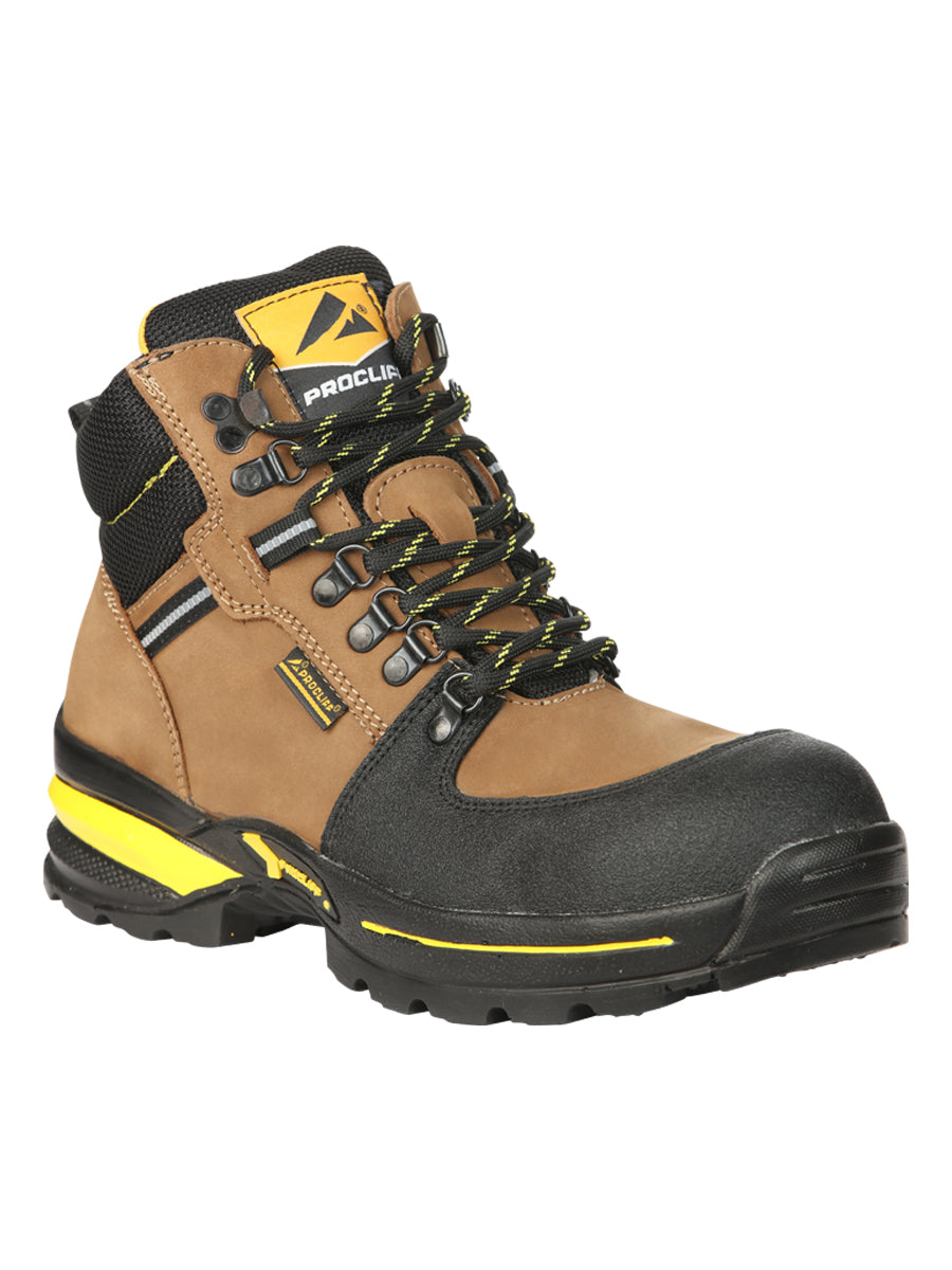 Procliff Caballero Trabajo Zapatos con Laces y Punta Gorra - Nobuk Maple 45286