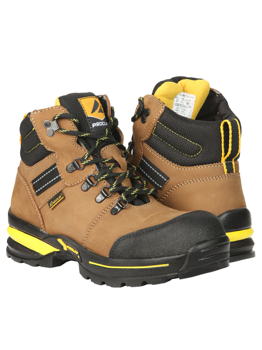Procliff Safety Trabajo Botas Nobuk Maple: Lace - Up con Helmet For Worksite Safety 45287