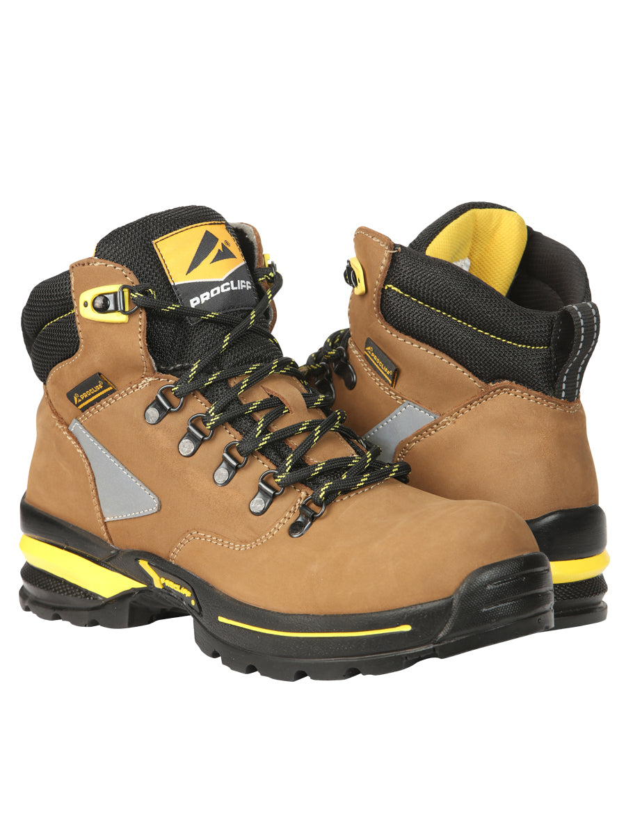 Procliff Safety Trabajo Botas Nobuk Maple: Lace - Up con Helmet For Worksite Safety 45289