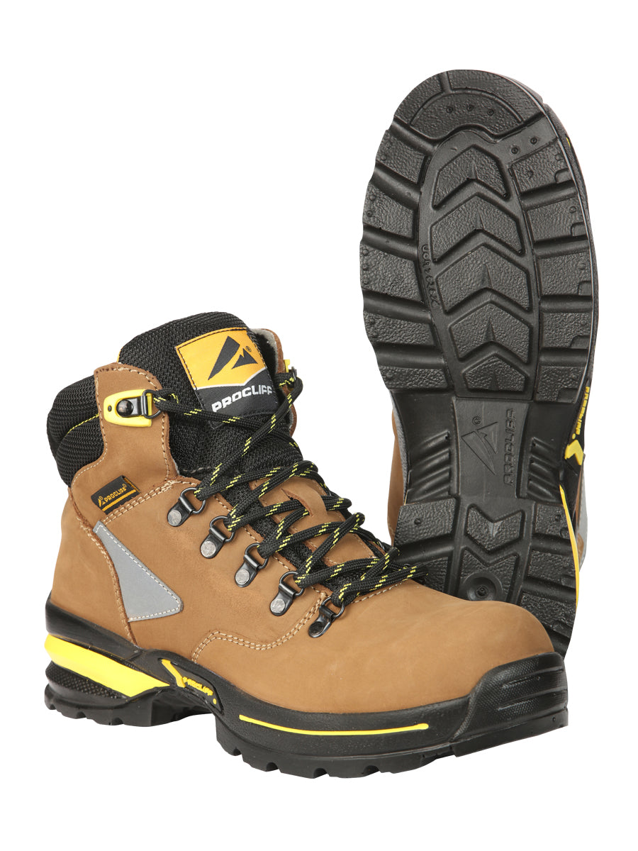 Procliff Safety Trabajo Botas Nobuk Maple: Lace - Up con Helmet For Worksite Safety 45289