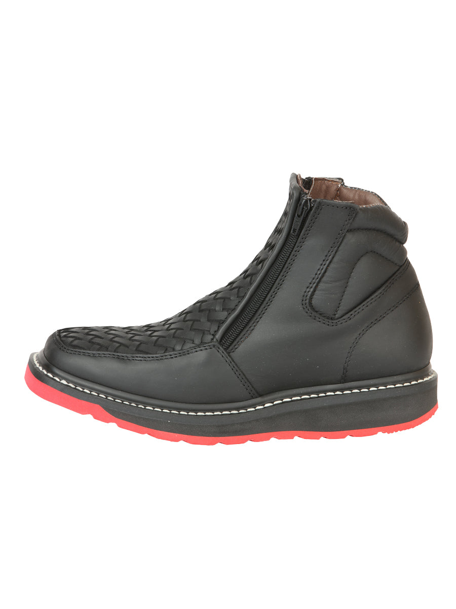 el General Caballero Tobillo Botas con Zipper Woven Petatillo - Negro 45358