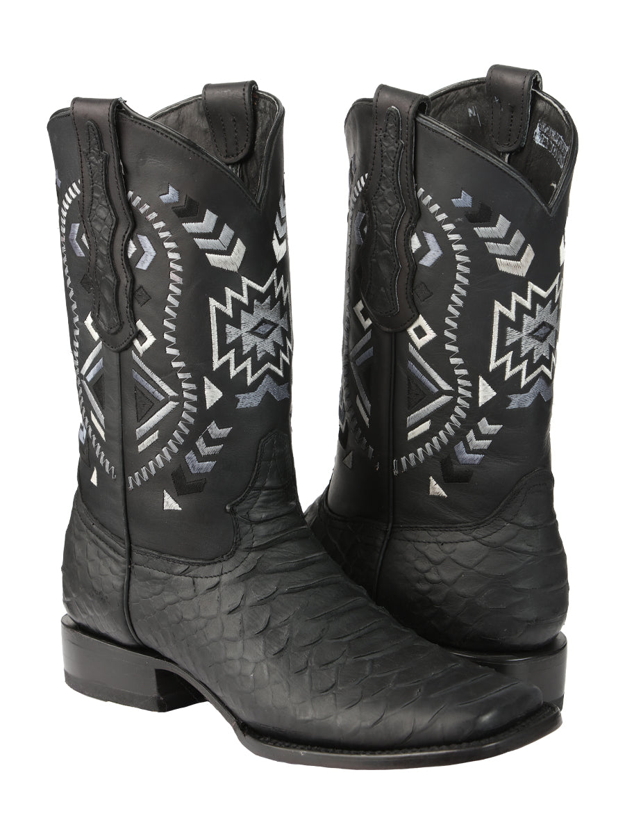 Bota Rodeo Imitacion El General T-bro-g01-01-a Piel Python Negro 45398