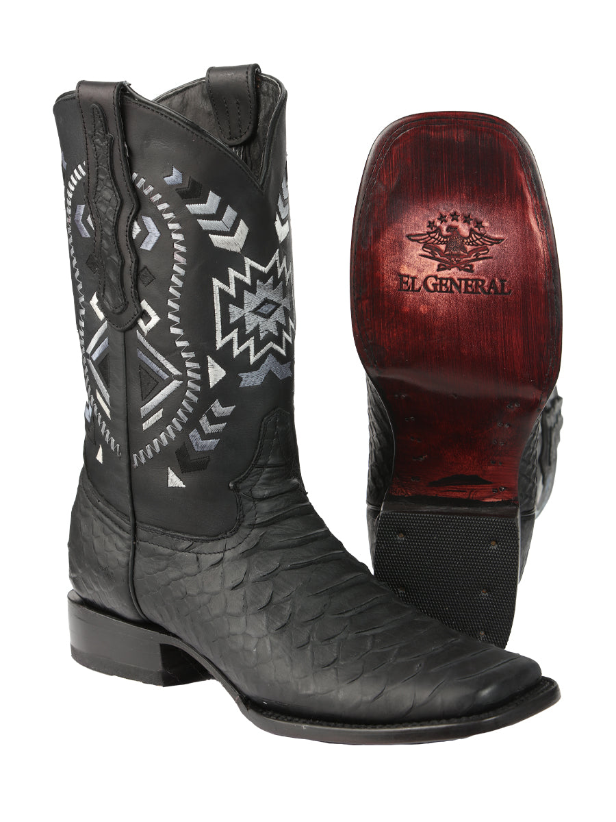 Bota Rodeo Imitacion El General T-bro-g01-01-a Piel Python Negro 45398