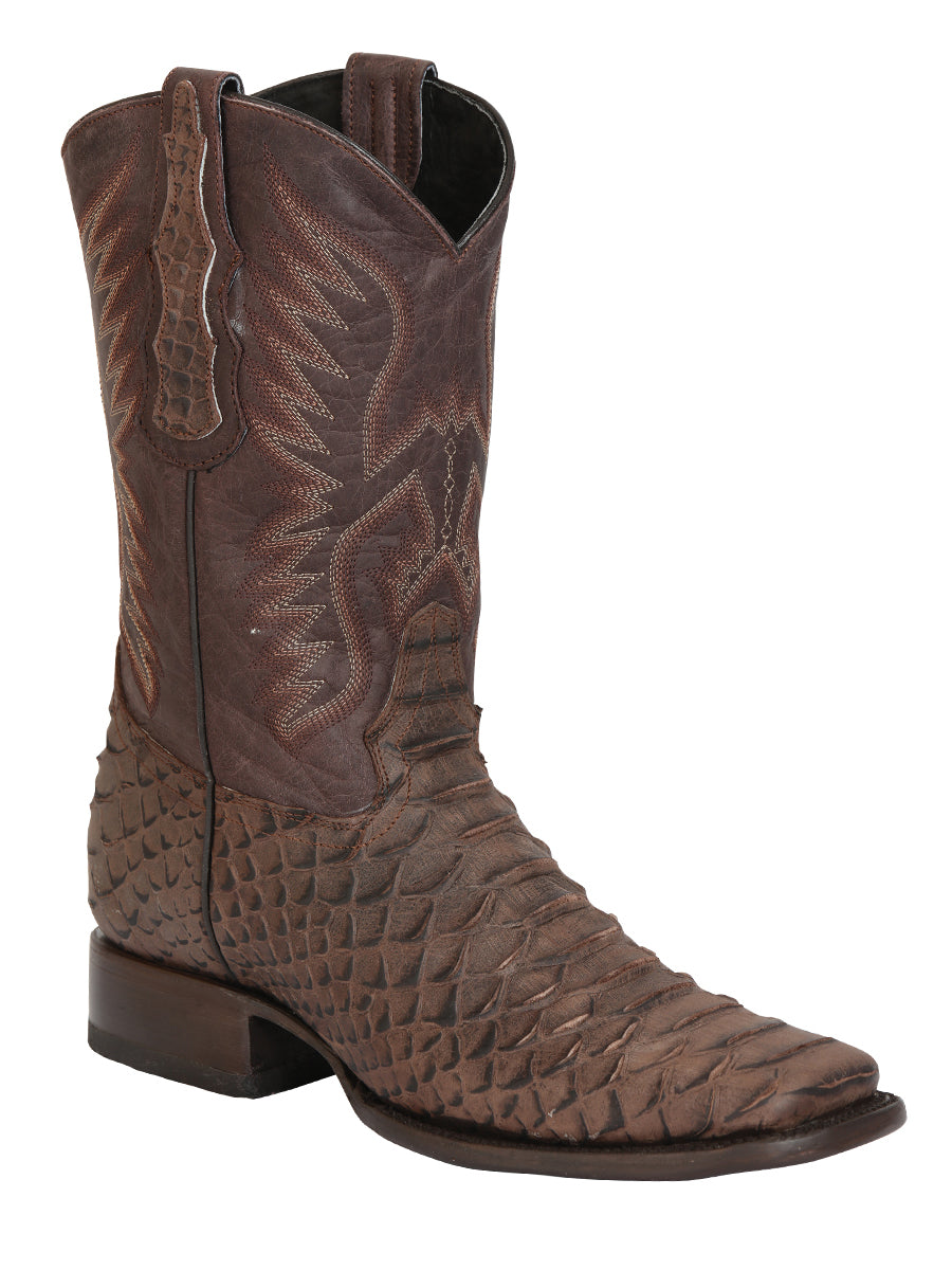 Bota Vaquera Caballero El General Piel Exótica Pitón Café - Modelo 45527