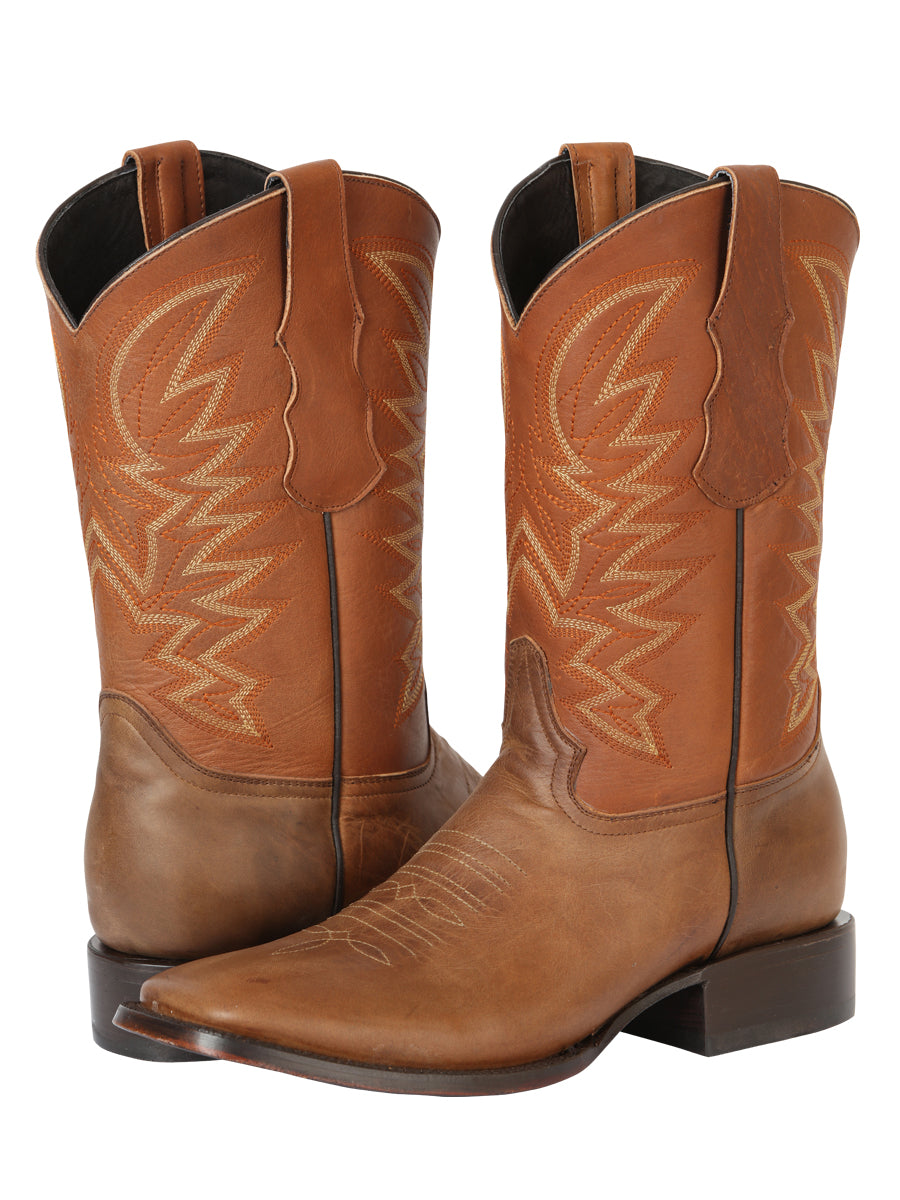 Bota Vaquera Caballero El General Piel Vacuna Café - Modelo 45580