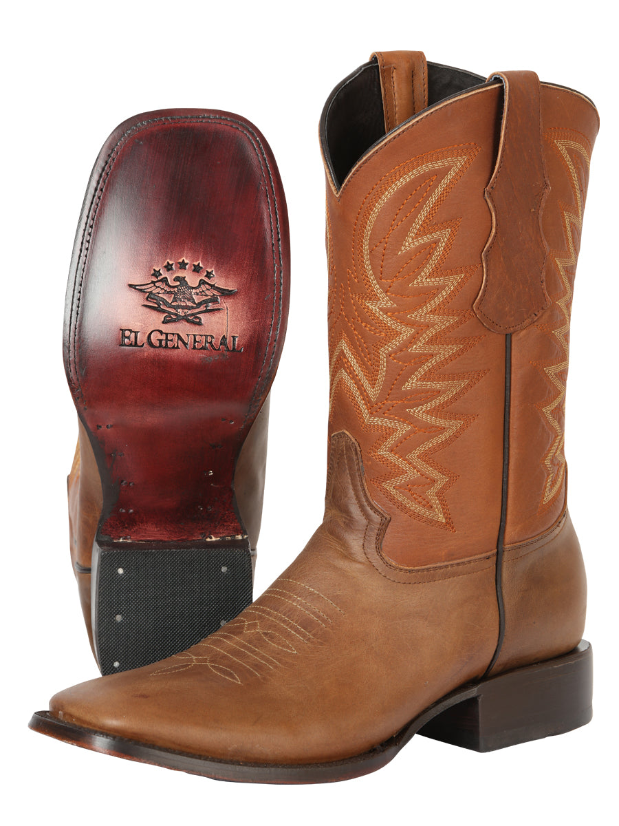 Bota Vaquera Caballero El General Piel Vacuna Café - Modelo 45580