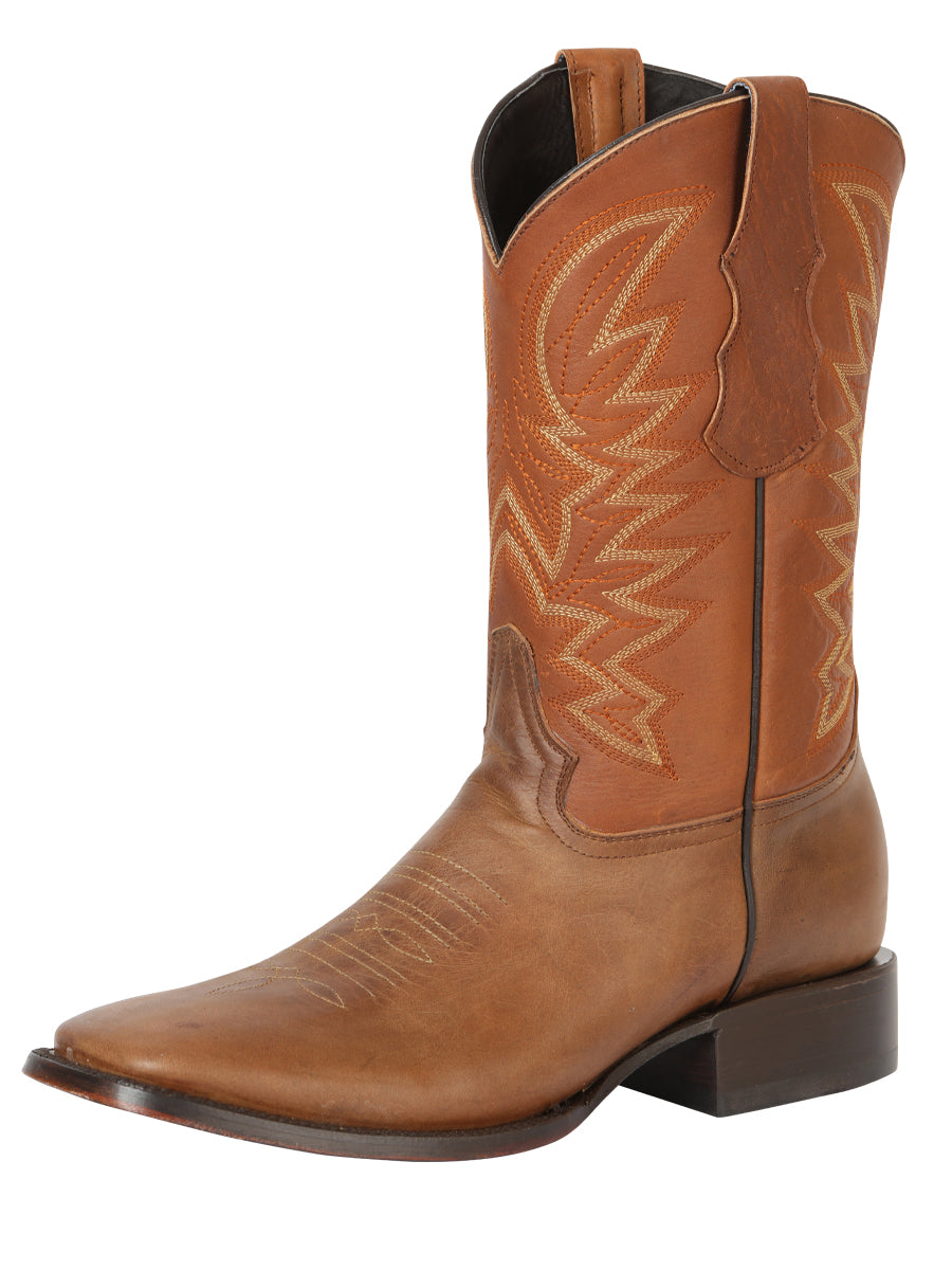 Bota Vaquera Caballero El General Piel Vacuna Café - Modelo 45580