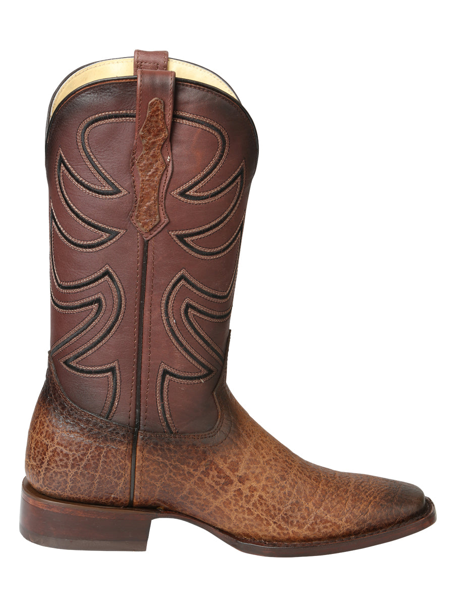 Bota Vaquera Caballero El General Piel Vacuna Café - Modelo 45665