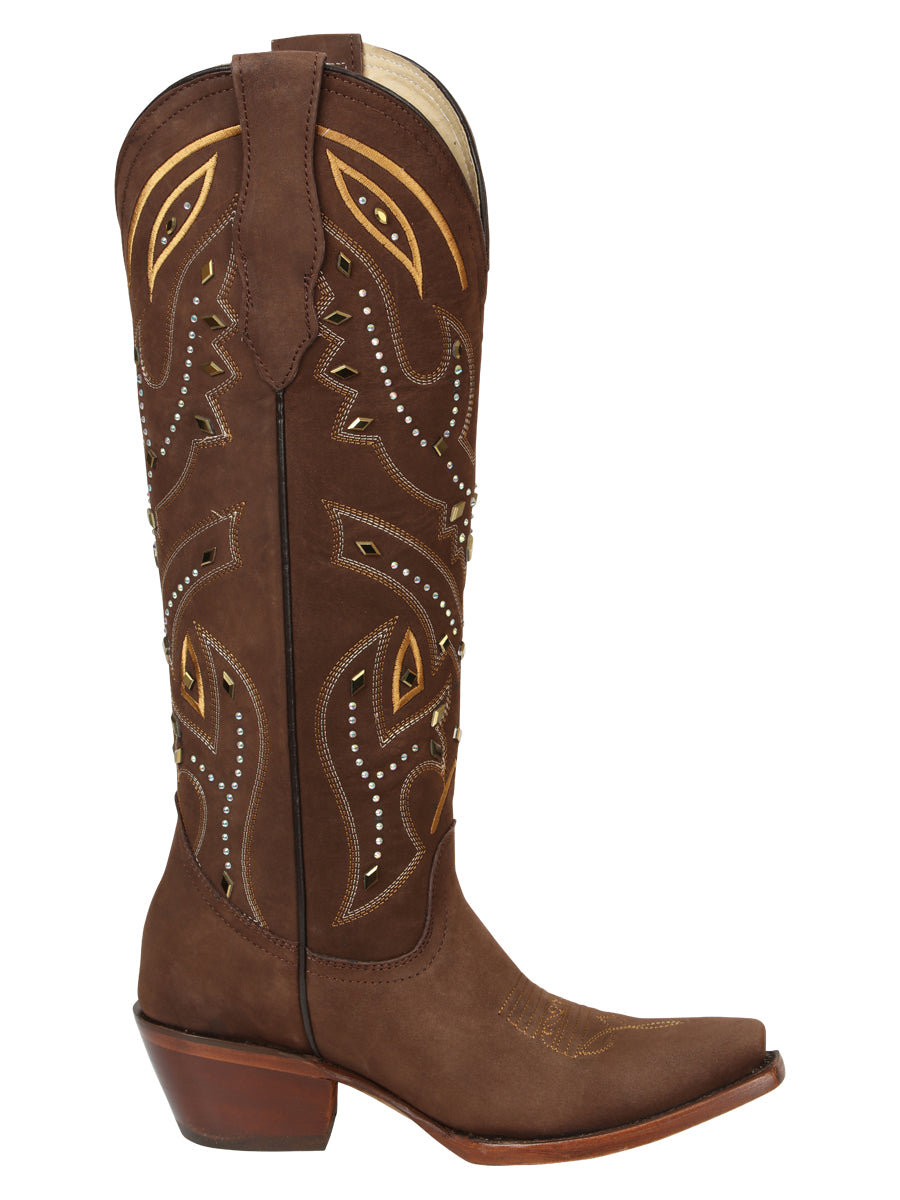 el General Dama Bordado Vaquero Botas - Café 45792