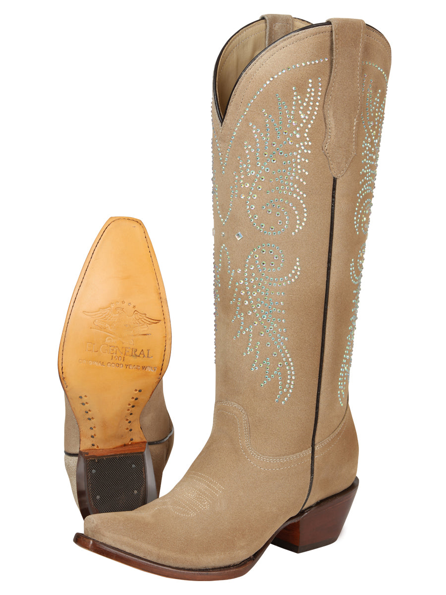Bota Vaquera Dama El Genera Gamuza Tuscani - Modelo 45793