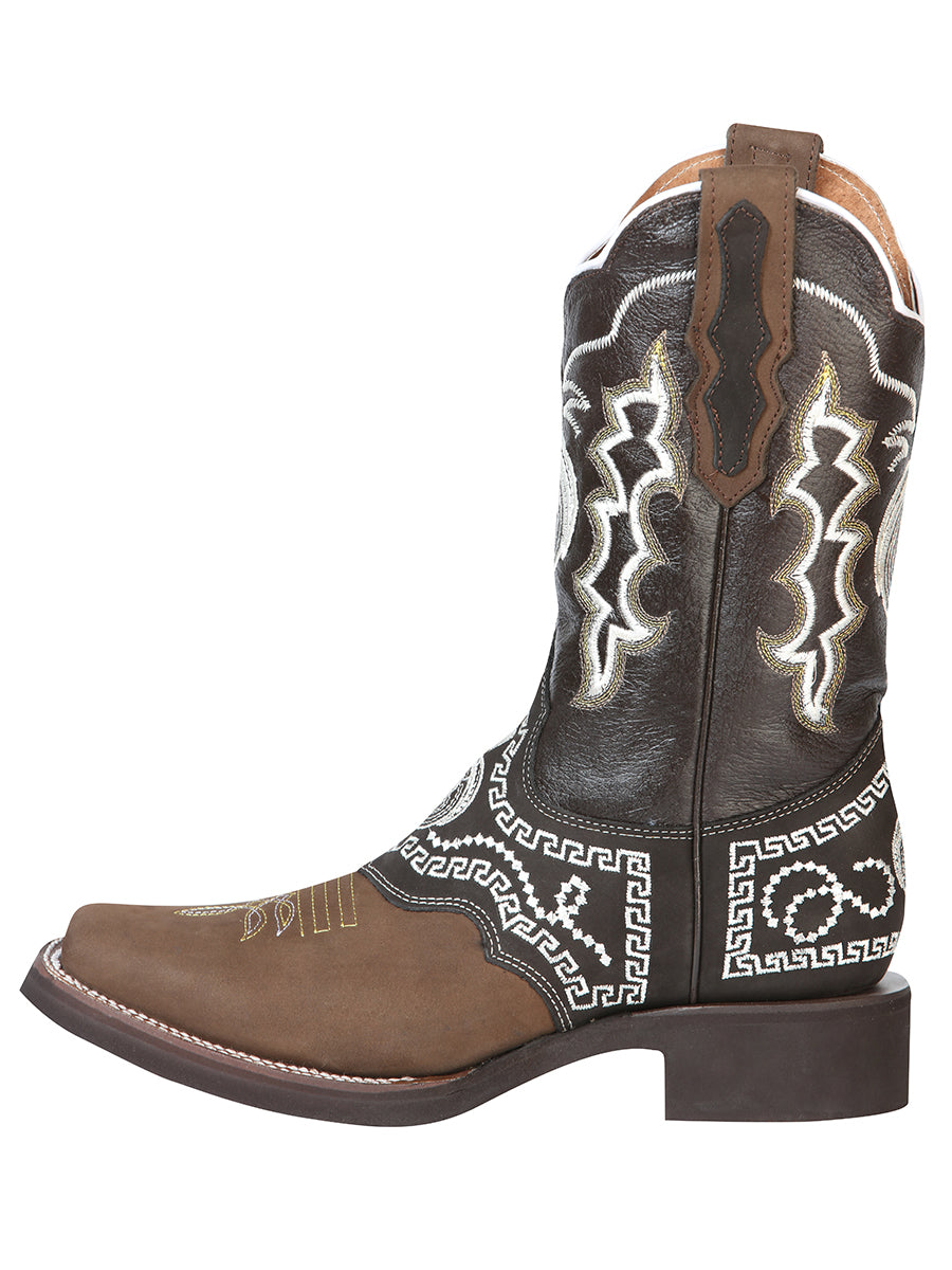 el General Rodeo Bota - Nobuk Oscuro Café con Bordado 51117
