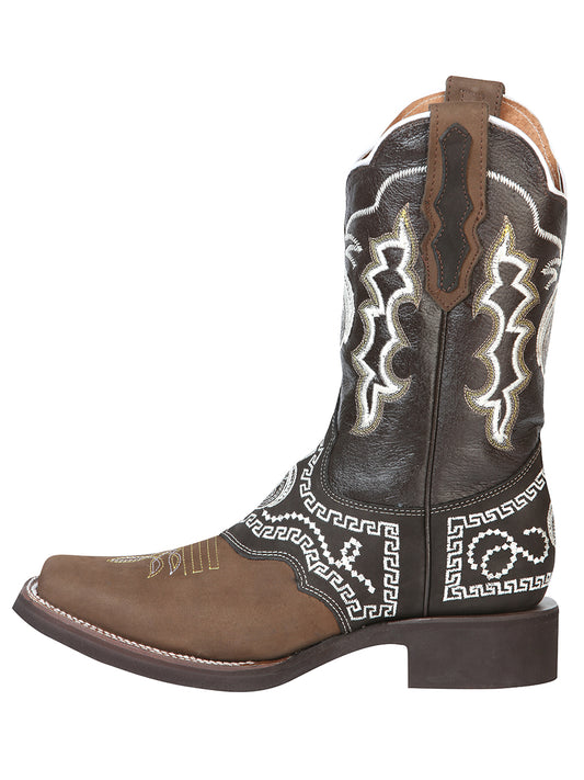 el General Rodeo Bota - Nobuk Oscuro Café con Bordado 51117