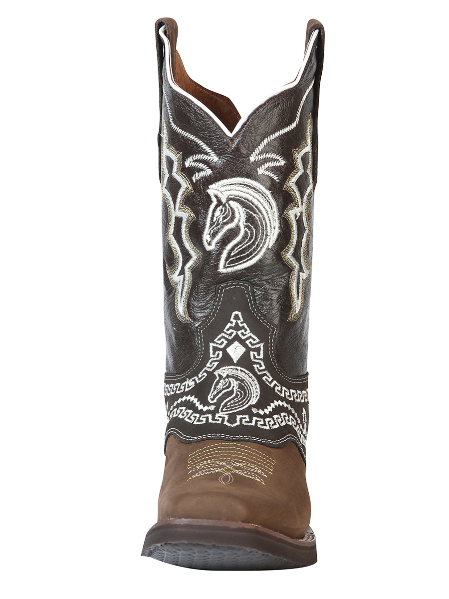 el General Rodeo Bota - Nobuk Oscuro Café con Bordado 51117