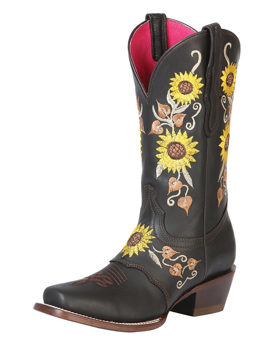 el General Dama Rodeo Bota - Oscuro Café/sunflowers 51144