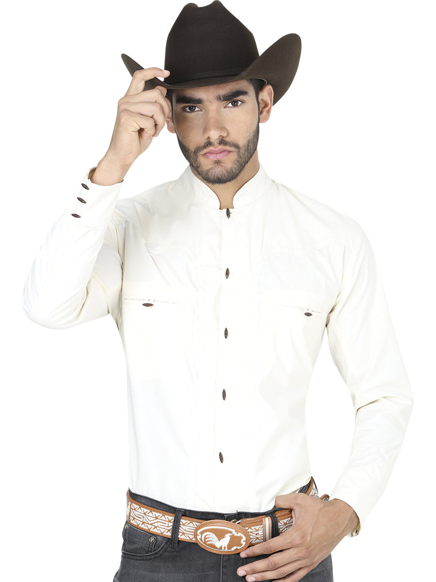 Camisa Vaquera Manga Larga El Senor De Los Cielos Mc061927 65% Polyester 35% Algodon Beige 124910