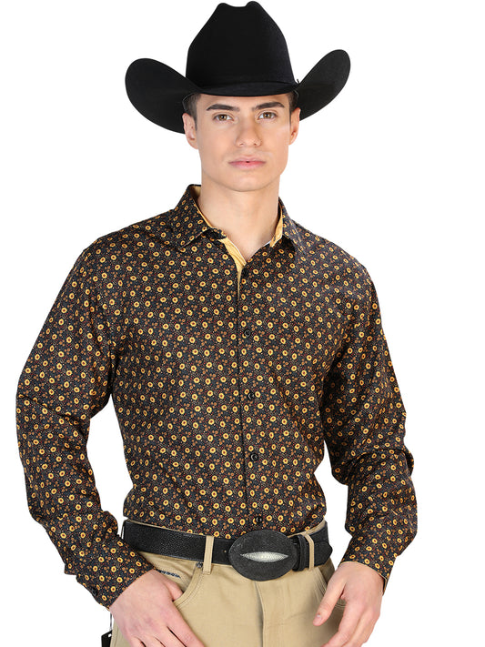 Camisa Casual Manga Larga Centenario 7001 95% Poliéster 5% Elastano Negro/Marrón 126262