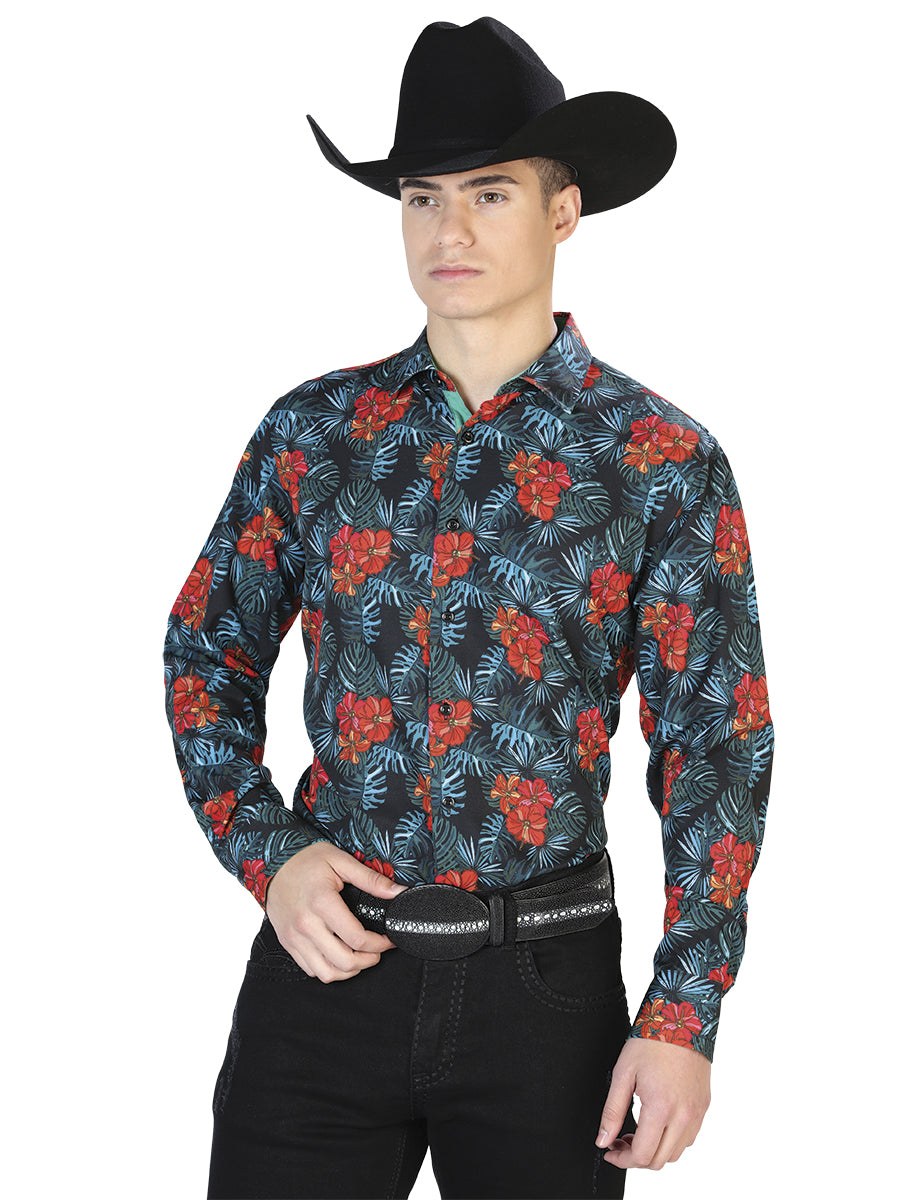 Negro Casual Manga Larga Camisa 126276