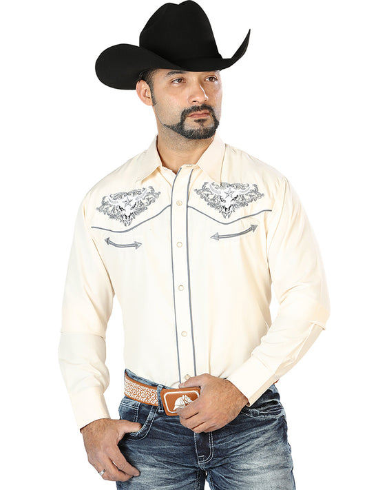 Camisa Vaquera Manga Larga El Señor De Los Cielos No.4 65% Poliéster 35% Algodón Beige 126679