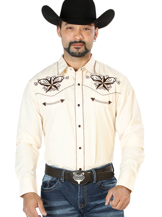 Camisa Vaquera Manga Larga El Señor De Los Cielos No.7 65% Poliéster 35% Algodón Beige 126684