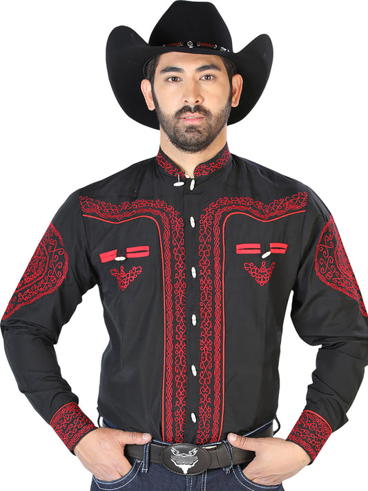 Camisa Charra L/ Manga El Señor De Los Cielos No.9 65% Poliéster 35% Algodón Negro 126687