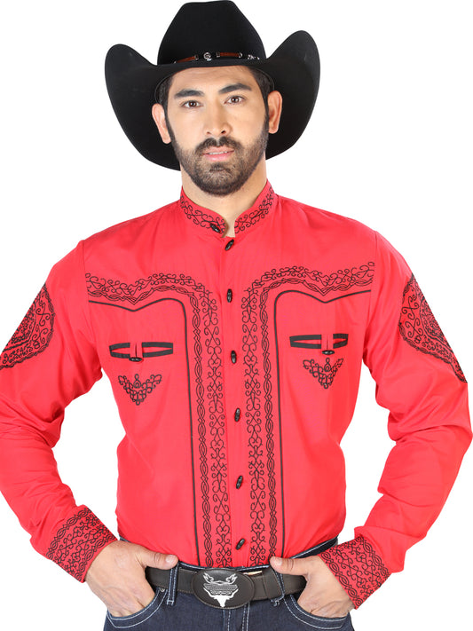 Camisa Charra L/ Manga El Señor De Los Cielos No.9 65% Poliéster 35% Algodón Rojo 126689