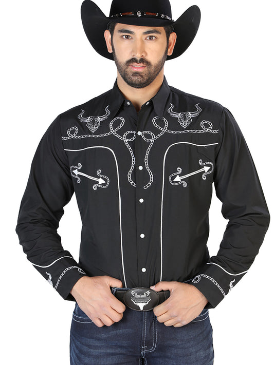 Camisa Vaquera Manga Larga El Señor De Los Cielos No.16 65% Poliéster 35% Algodón Negro 126711