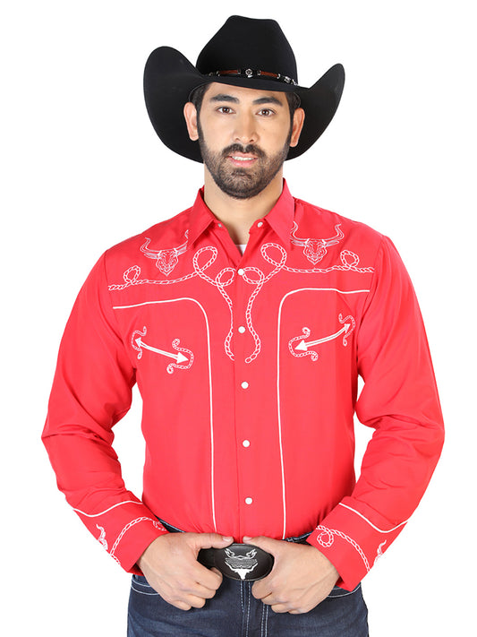 Camisa Vaquera L/ Manga El Señor De Los Cielos No.16 65% Poliéster 35% Algodón Rojo 126713