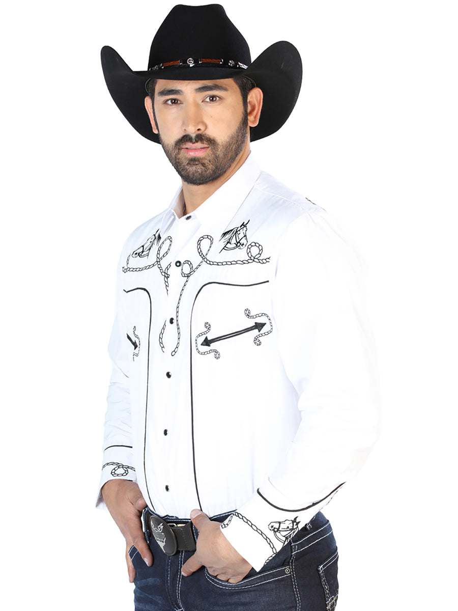 Camisa Vaquera L/ Manga El Señor De Los Cielos No.17 65% Poliéster 35% Algodón Blanco 126715