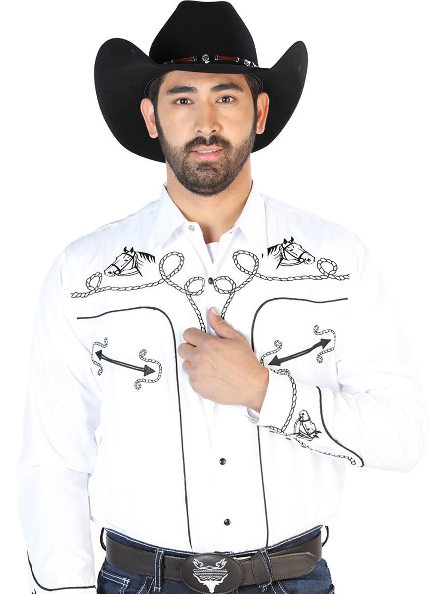 Camisa Vaquera L/ Manga El Señor De Los Cielos No.17 65% Poliéster 35% Algodón Blanco 126715