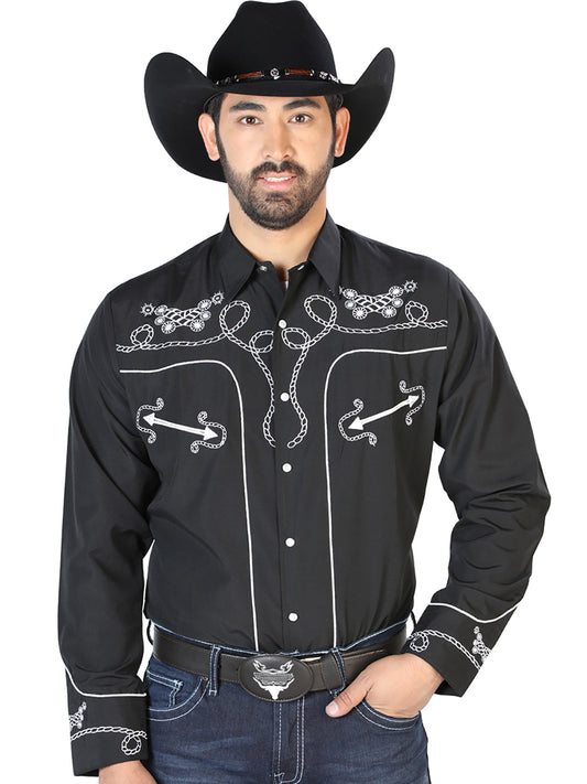 Camisa Vaquera L/ Manga El Señor De Los Cielos No.18 65% Poliéster 35% Algodón Negro 126717