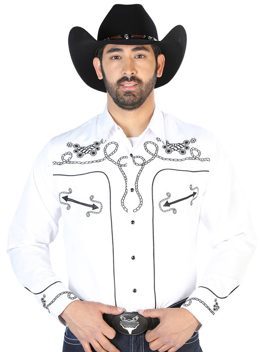 Camisa Vaquera Manga Larga El Señor De Los Cielos No.18 65% Poliéster 35% Algodón Blanco 126718