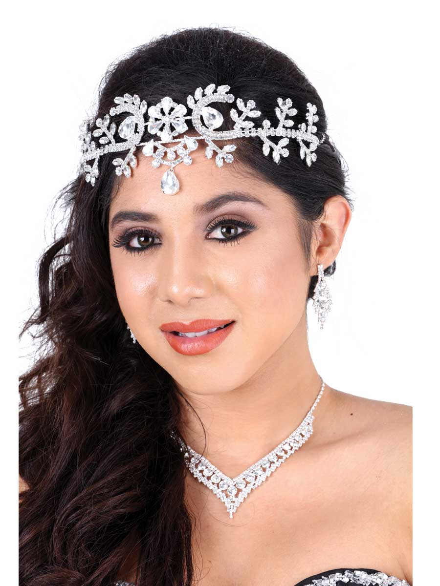 Tocados De Quinceañera Mis Xv Primaveras D-39 Crystal Plata 600006