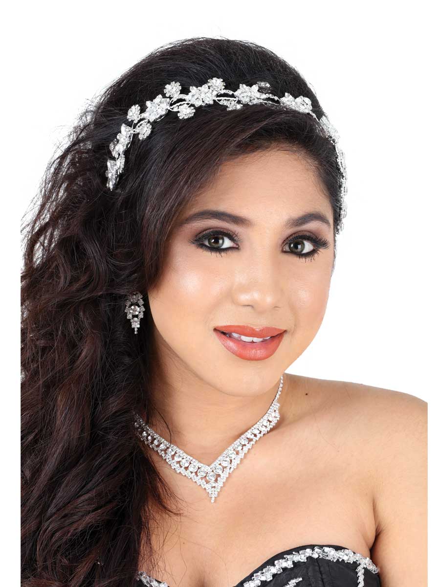 Tocados De Quinceañera Mis Xv Primaveras D-36 Crystal Plata 600007