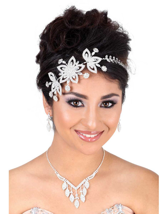 Tocados De Quinceañera Mis Xv Primaveras D-37 Crystal Plata 600010