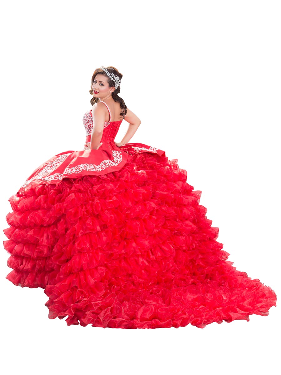 Vestido De Quinceañera Joanini Ch-06 100% Poliester Rojo/Plata 600015