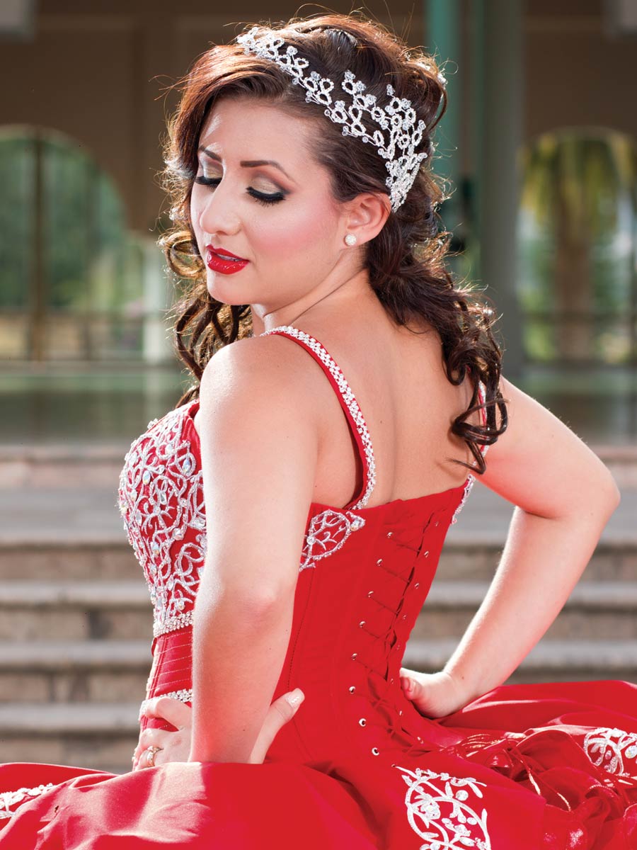Vestido De Quinceañera Joanini Ch-06 100% Poliester Rojo/Plata 600015