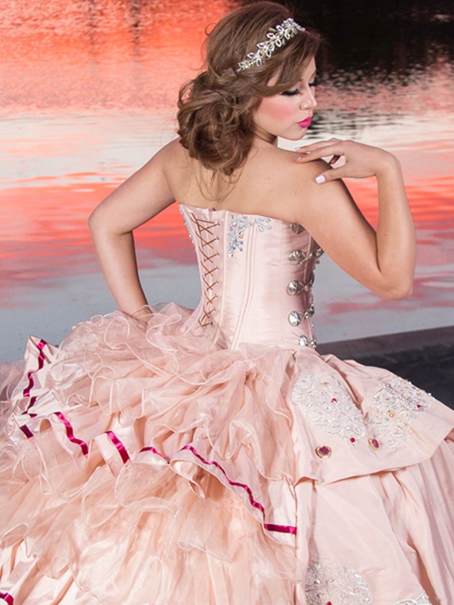 Vestido De Quinceañera Joanini Ch-02 100% Poliester Piñon/Plata 600016