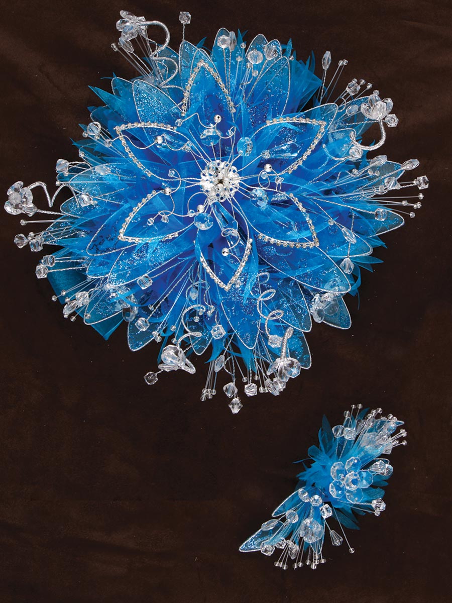 Ramos Quinceañeras Mis Xv Primaveras Petalos Cristal Turqueza 600041