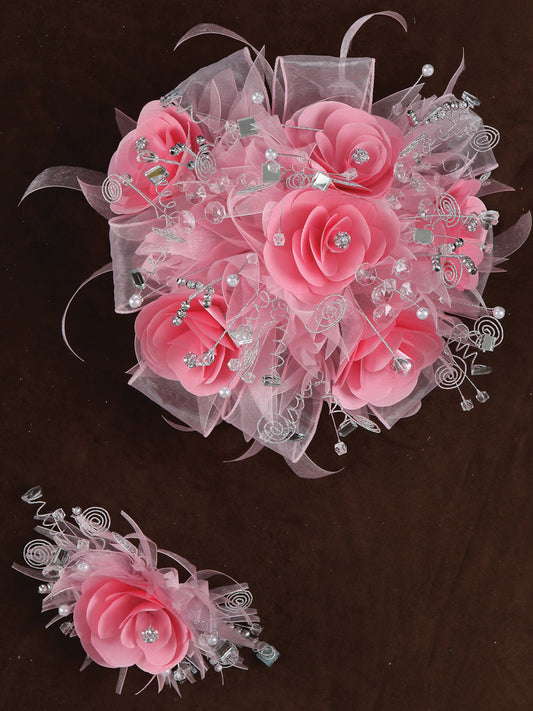 Juego De Velas Ramo Mis Xv Primaveras 231014 Acrílico/Satin Rosa/Plata 600061