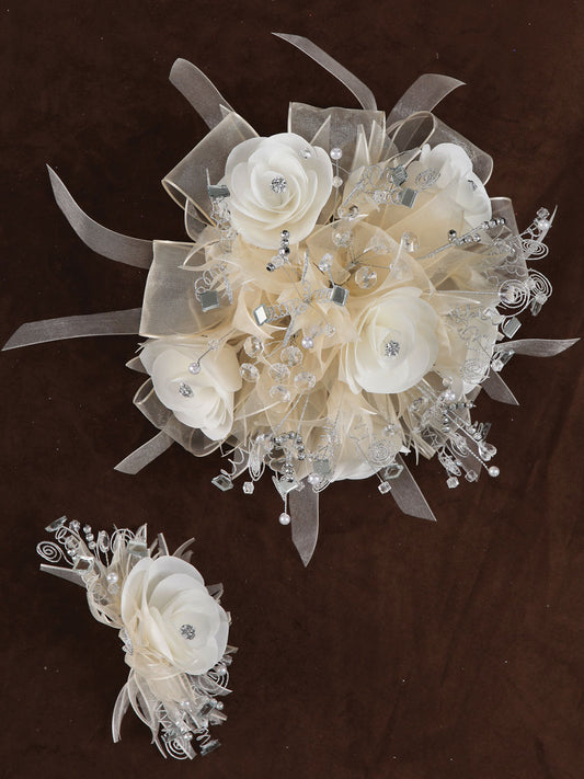 Juego De Velas Ramo Mis Xv Primaveras 231014 Acrílico/Satinado Marfil/Plata 600070