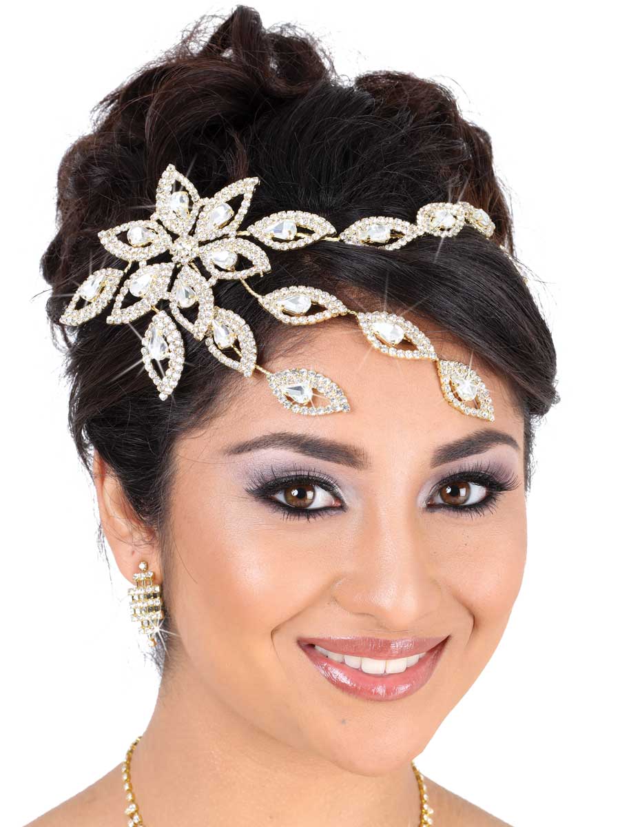 Tocados De Quinceañera Mis Xv Primaveras D-34 Crystal Oro 600215