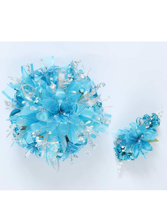 Ramos Quinceañeras Mis Xv Primaveras 0019 Cristal/Satin Turqueza/Plata 600400